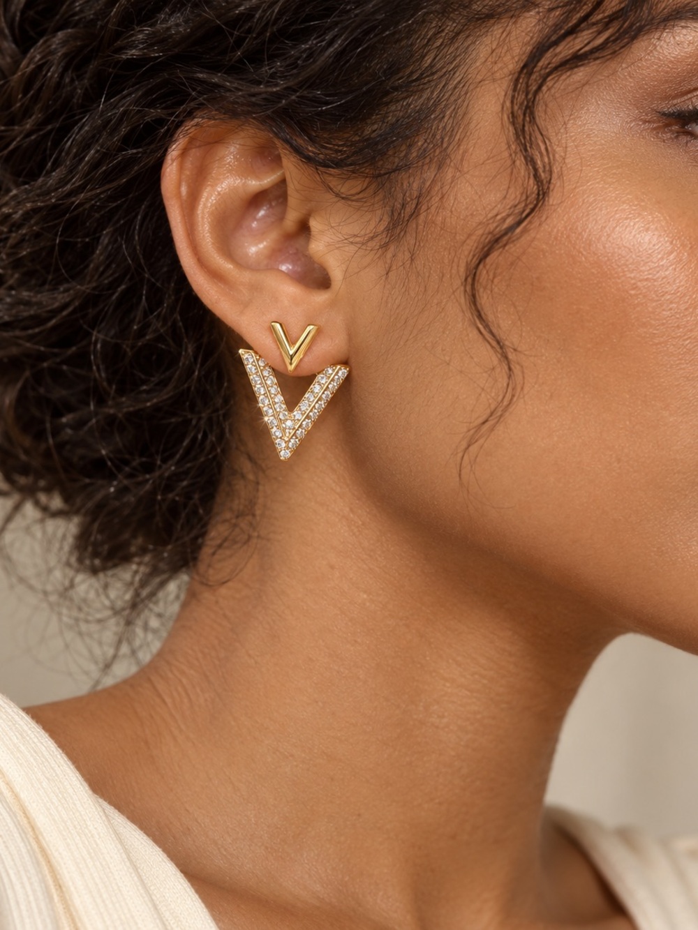 Gold  Crystal Stud Earrings - statement Women Jewelry